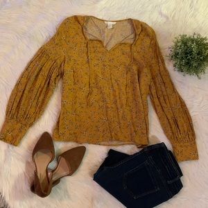 Mustard Floral Blouse
